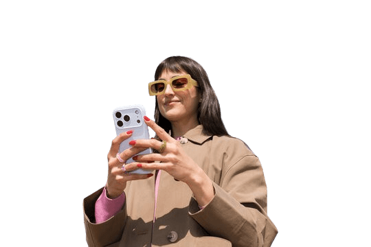 Traveller using her phone