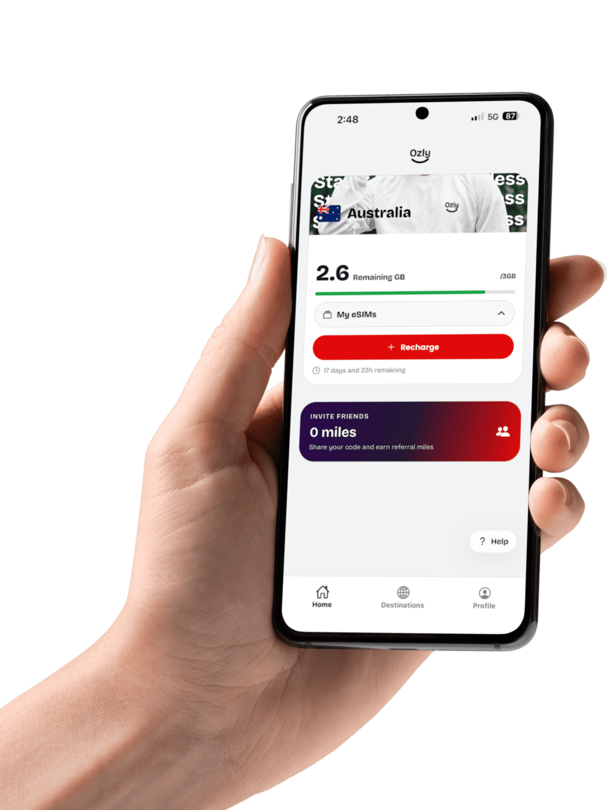 Ozly app on phone